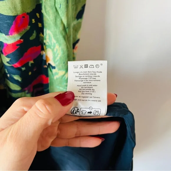 Sezane Dorotha Dress Floral Midi Trianon Print Tie Strap Slit Dress Size 6 US - Picture 8 of 9